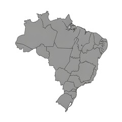 Brazil Map Outline Country Contour Silhouette Illustration