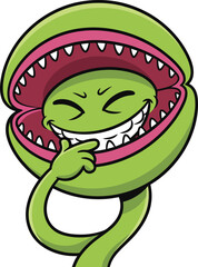 Venus Flytrap Sticker | Funny Carnivorous Plant Character | Kids T-Shirt Mascot Vector