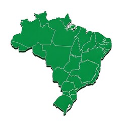 Green Map of Brazil with State Borders Highlighted