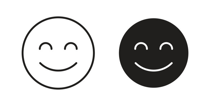 Smile icons on white background - editable stroke vector illustration for web and mobile