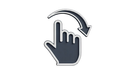 3D Hand Cursor Icon with Swipe Down Arrow