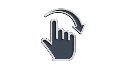3D Hand Cursor Icon with Swipe Down Arrow