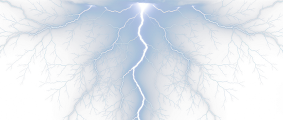 Lightning bolt emerging from a cloudy background creating a dramatic and striking visual effect png with transparency