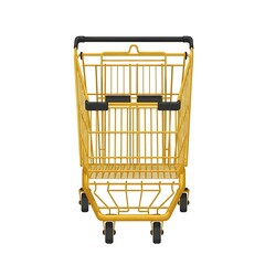 Golden shopping cart isolated on white background