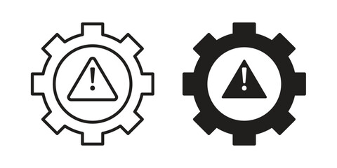 Technical warning icons on white background - editable stroke vector illustration for web and mobile