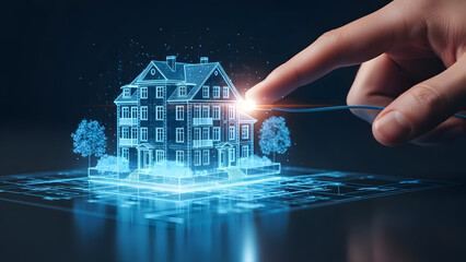 Smart Home Automation Concept Digital House Blueprint Design Interface