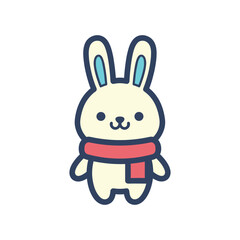 Adorable Cartoon Bunny with Red Scarf Illustration