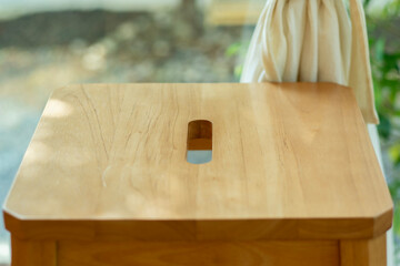 Wooden chair decorated inside the caf&eacute;