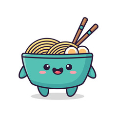 Cute Cartoon Ramen Character Illustration
