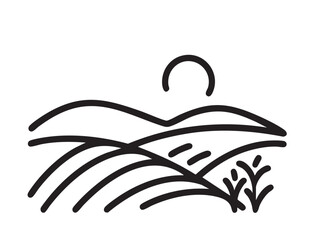 Abstract Sketch illustration of landscape, agriculture fields