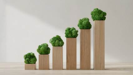 Sustainable Wooden ESG Data Blocks with Moss