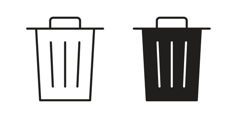 Trash icons on white background - editable stroke vector illustration for web and mobile