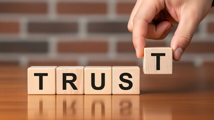 Trust Concept Blocks Word Building Confidence Honesty Reliability Belief