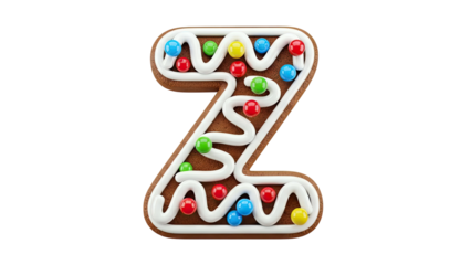 Gingerbread Letter Z with Candy Decorations