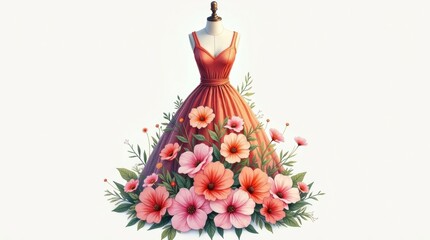 Floral fashion dress display