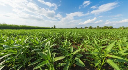 Fototapeta premium Green Field with Crops.