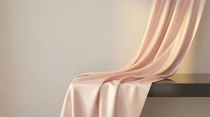 Fabric drapes over a table indoors in a creative still life setting