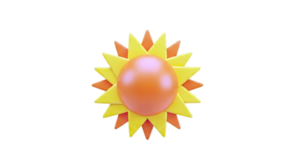 3D Rendered Stylized Sun Icon