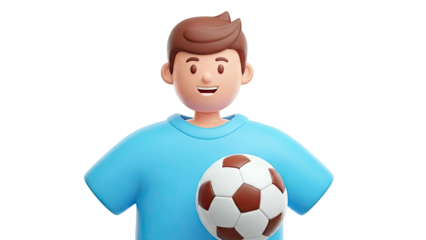 3D Cartoon Boy with Soccer Ball
