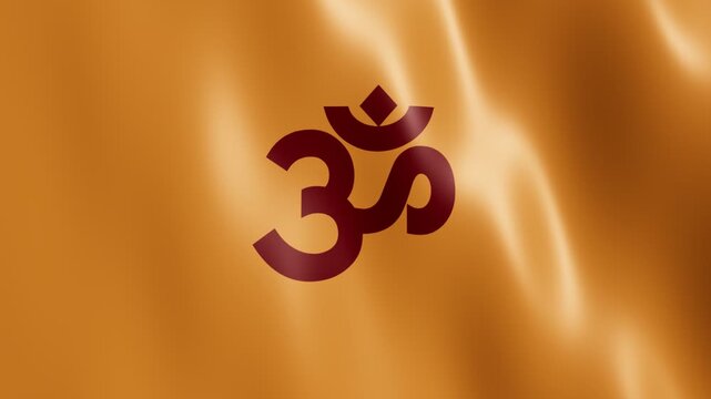Bhagwa flag with sacred Om symbol gently waving spiritual cloth