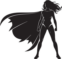 Female Superhero Silhouette vector black on a white background