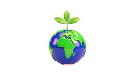 Earth globe with green plant sprout