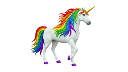 White Unicorn with Rainbow Mane and Tail
