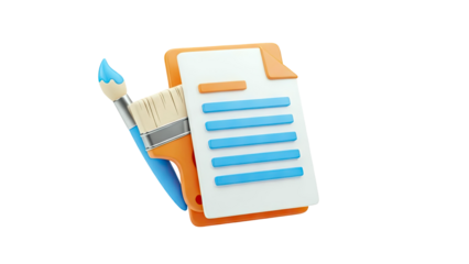 3D Icon: Paintbrush and Document
