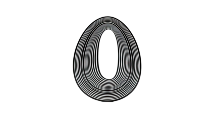 Abstract Black and White Oval with Concentric Lines