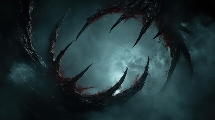 Dark Fantasy Abyssal Creature Claws Enveloping Nebula