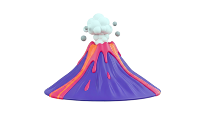 Stylized 3D Volcano Eruption with Lava and Smoke
