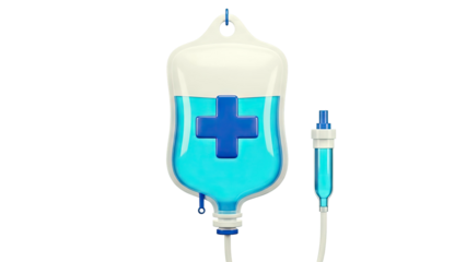 IV Drip Bag with Blue Cross Symbol