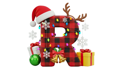 Letter R with Christmas Decorations