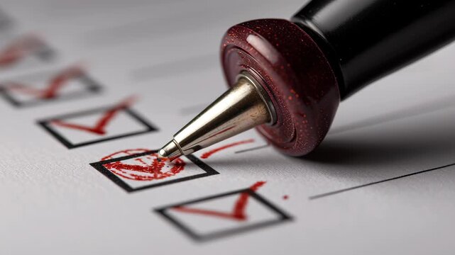 Checklist with red pen marks on paper highlighting impact of inflation on tasks and mark decisions