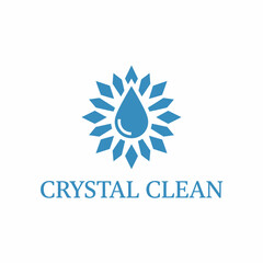 Pure Crystal Clean Water Drop Sparkle Logo