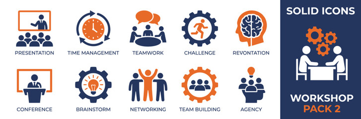 Set of 16 business workshop icons vector