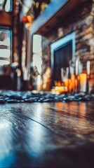 Warm Glowing Candles on Hearth Near Fireplace