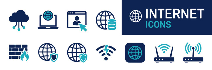 Set of 12 internet icons vector