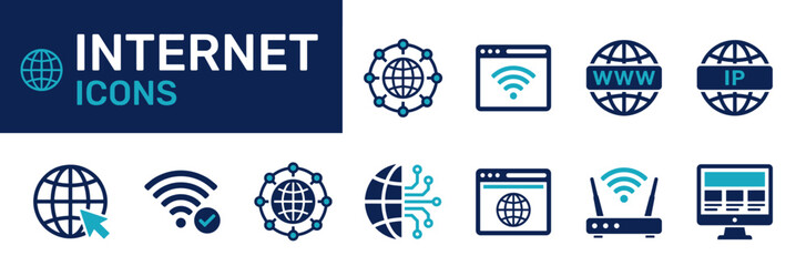 Set of 12 internet icons vector
