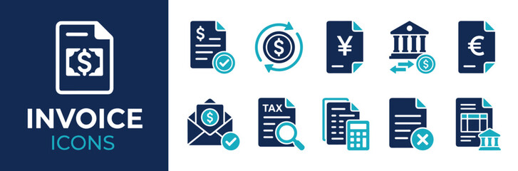 Set of 12 invoice icons vector