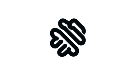 Obraz premium A black, abstract emblem with overlapping shapes creating a complex, symmetrical design