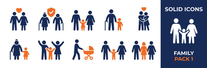 Family icons set for commercial use