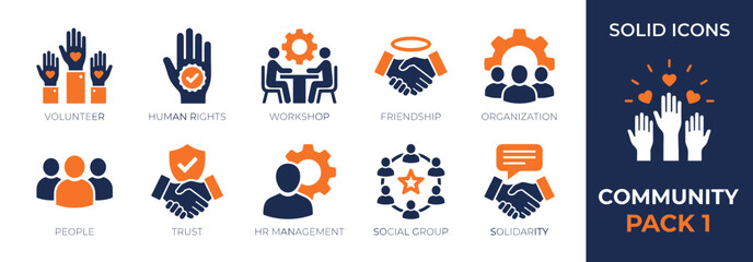 Community icons set for website and marketing