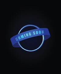 Coming Soon Badge Icon With Glowing Ring Minimal Dark Promotional Design