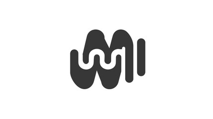 A minimalistic design of a dark gray flowing abstract shape over a white background