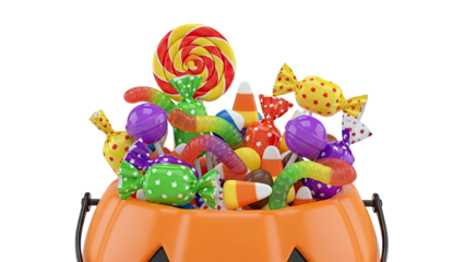 Halloween Candy in a Jack-o'-lantern Bucket
