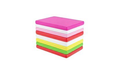 Stack of colorful rectangular objects