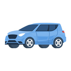 Fototapeta premium Blue modern SUV car in side view. Vector illustration of contemporary vehicle design for automotive branding, transportation concepts, and urban lifestyle visuals.