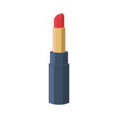 Obraz premium Red lipstick vector illustration isolated on a background, representing beauty products, makeup essentials, cosmetics, and fashion concepts.