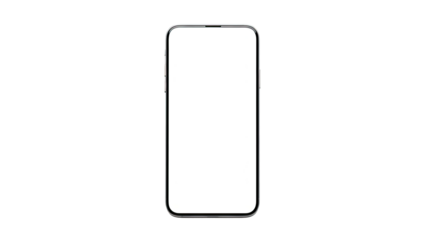 Modern Smartphone with Blank White Screen on a Clean Background.